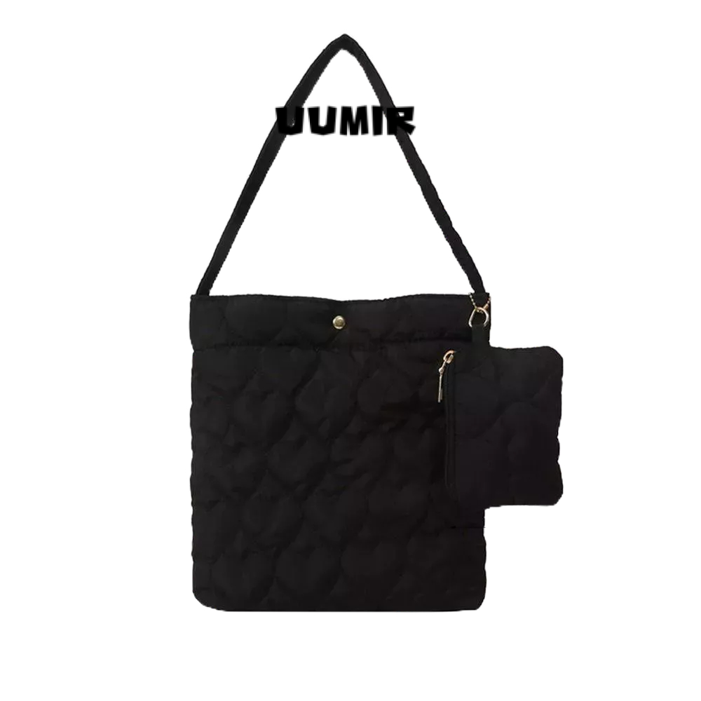 UUMIR  กระเป๋าสะพายไหล่ กระเป๋าถือลําลอง ผ้าฝ้าย จุของได้เยอะ สีพื้น สําหรับสตรี