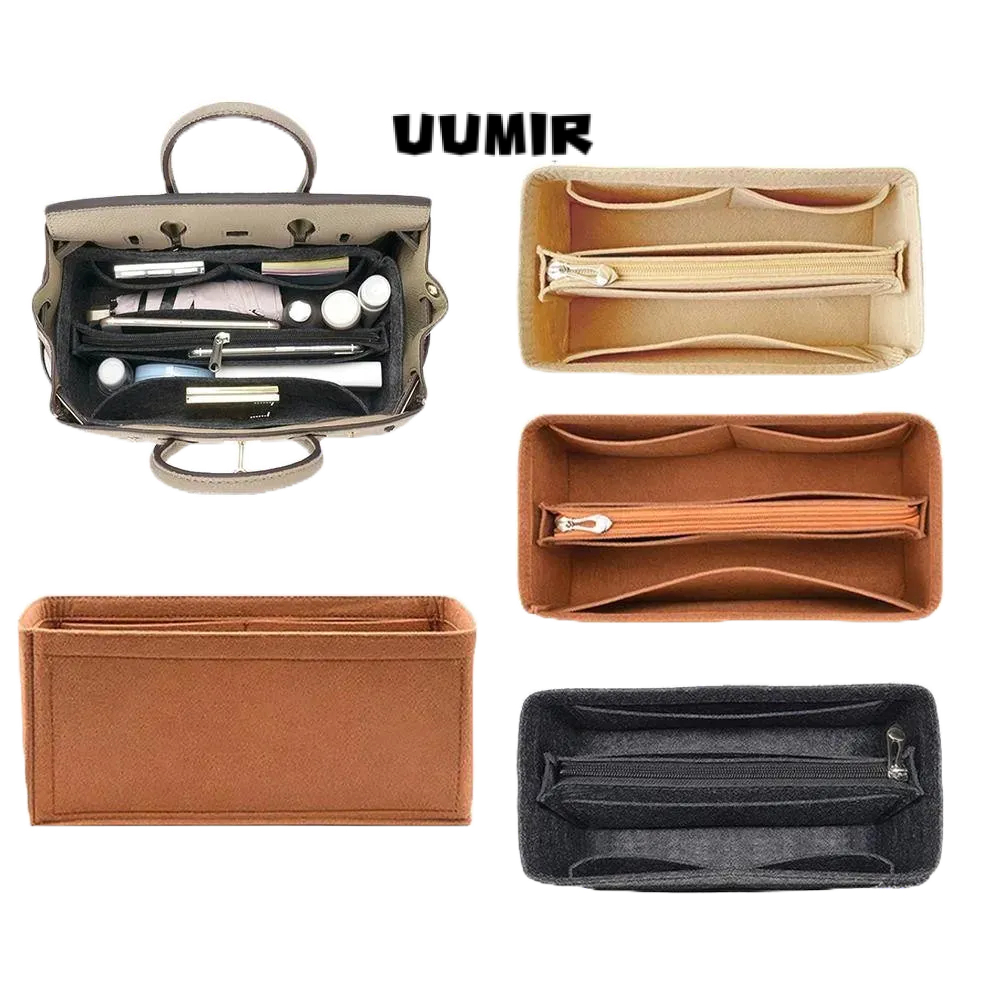 UUMIR  กระเป๋าถือ ผ้าสักหลาด มีหลายช่อง แบบพกพา สําหรับ Birkin25 30 35