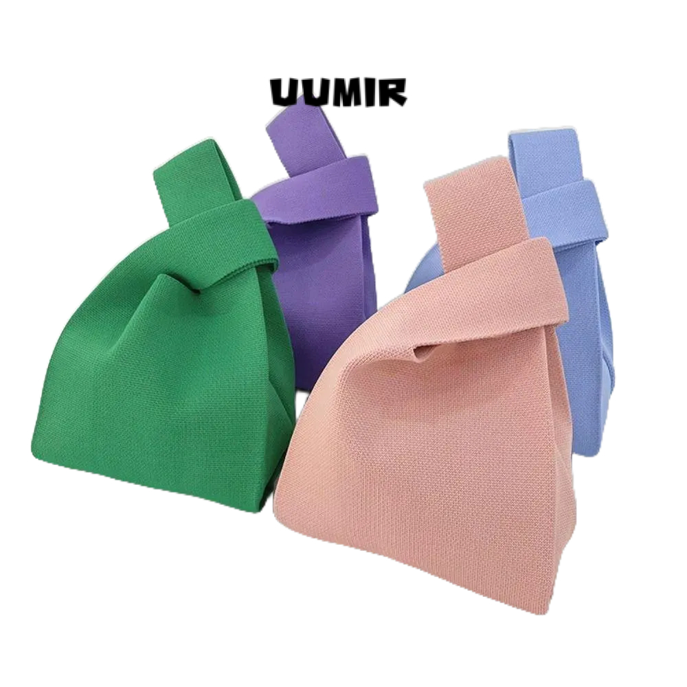 UUMIR  กระเป๋าถือลําลอง ผ้าถัก แฮนด์เมด ขนาดใหญ่ จุของได้เยอะ ใช้ซ้ําได้ สีพื้น สําหรับสตรี