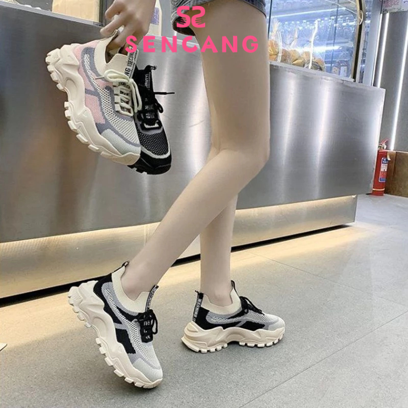 รองเท้าผ้าใบ พื้นหนา ยืดหยุ่น ใส่สบาย สไตล์เกาหลี 2023 ไซซ์ 36-40