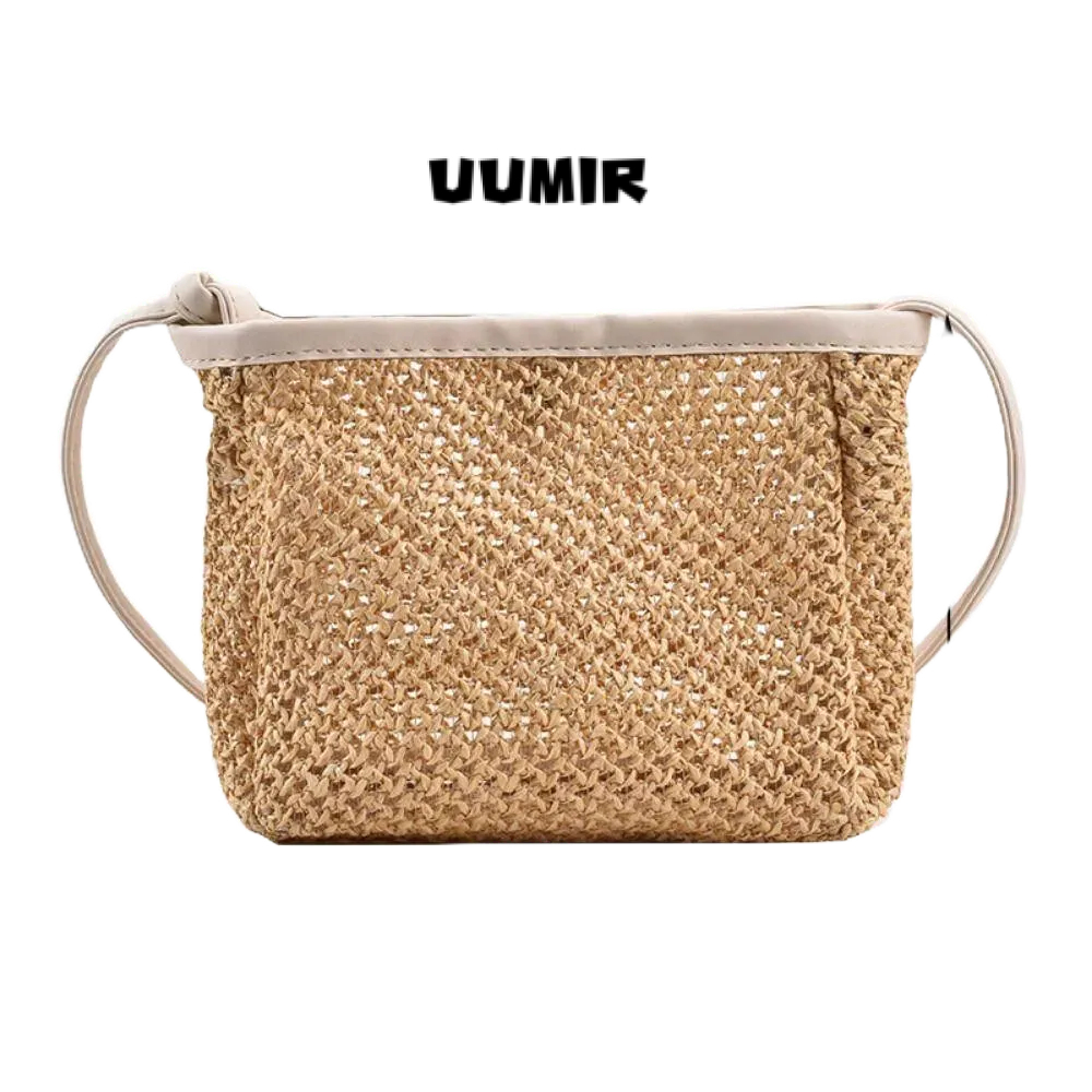 UUMIR  กระเป๋าคลัทช์หวายสาน ทรงสี่เหลี่ยม ขนาดเล็ก น่ารัก เหมาะกับเดินชายหาด สําหรับผู้หญิง