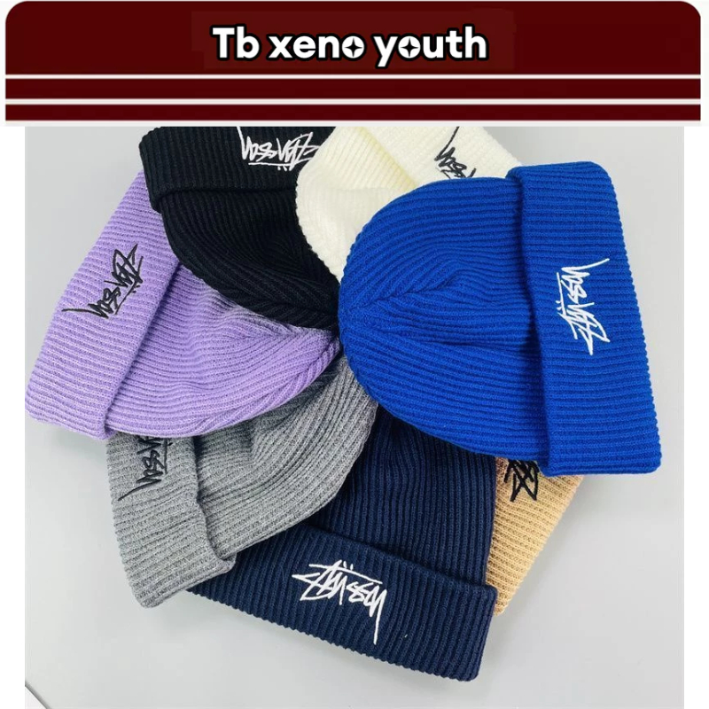 Tb xeno youth หมวกถักไหมพรม ขนาดใหญ่ อบอุ่น สไตล์เกาหลี สําหรับผู้ชาย และผู้หญิง