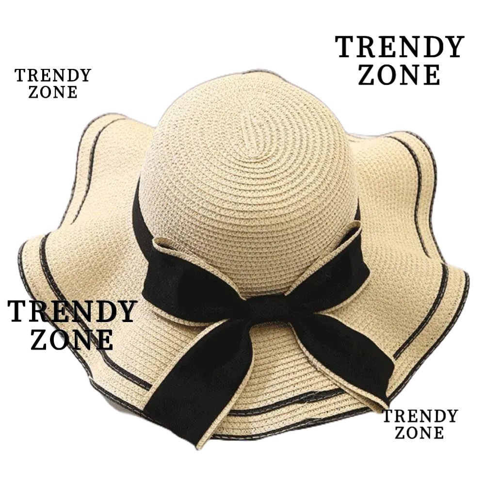 Trendyzone หมวกฟางสานลําลอง ป้องกันรังสียูวี พับได้ แฟชั่นชาวประมง สําหรับผู้หญิง 2024