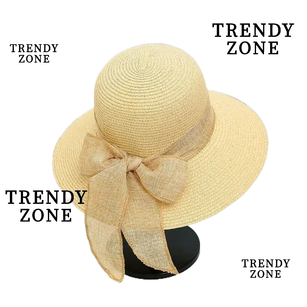 Trendyzone หมวกชาวประมง โบไท ฤดูร้อน ลําลอง ผู้หญิง หมวกกันแดด แฟชั่น พับได้ ป้องกันรังสียูวี หมวกชายหาด เดินทาง