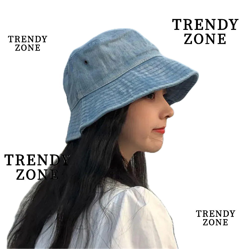 Trendyzone หมวกบักเก็ต ผ้าฝ้าย สีพื้น สําหรับผู้หญิง ผู้ชาย