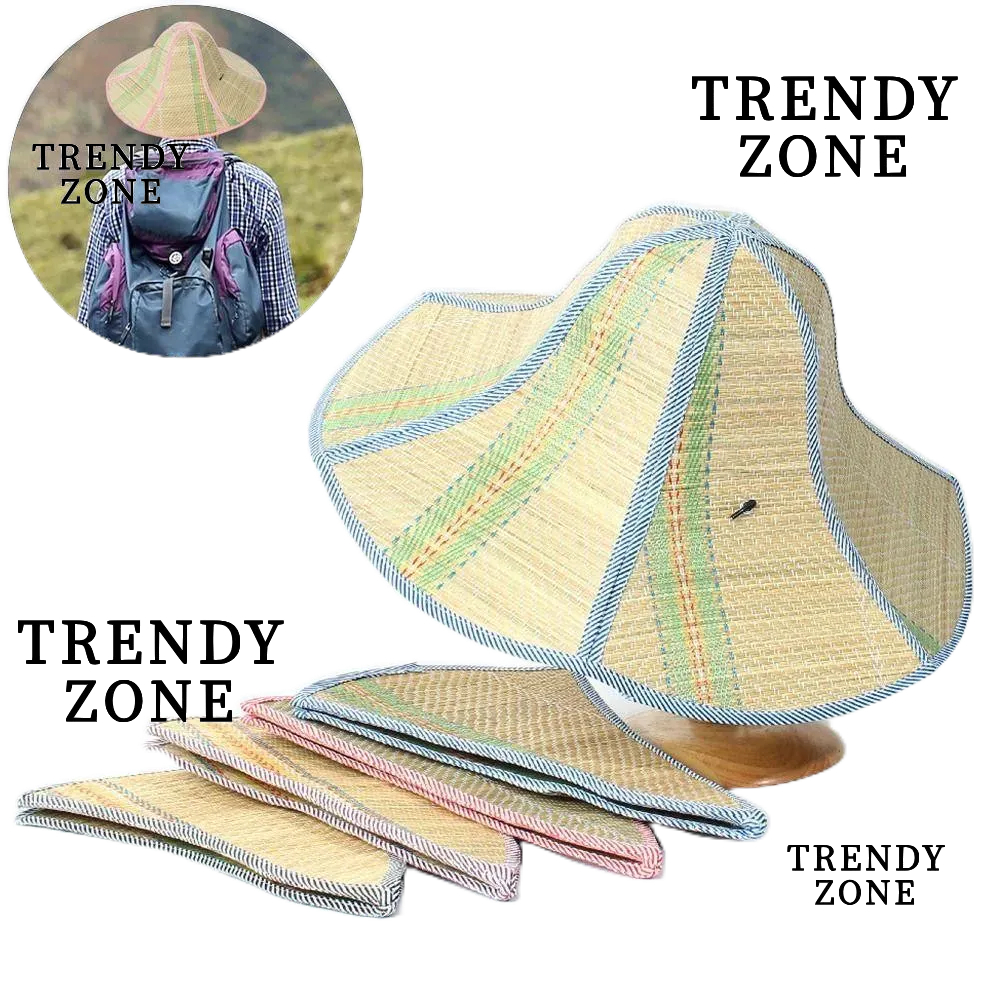 Trendyzone หมวกฟางปีกกว้าง พับได้ กันแดด ขนาดใหญ่ แฟชั่นฤดูใบไม้ผลิ ฤดูร้อน