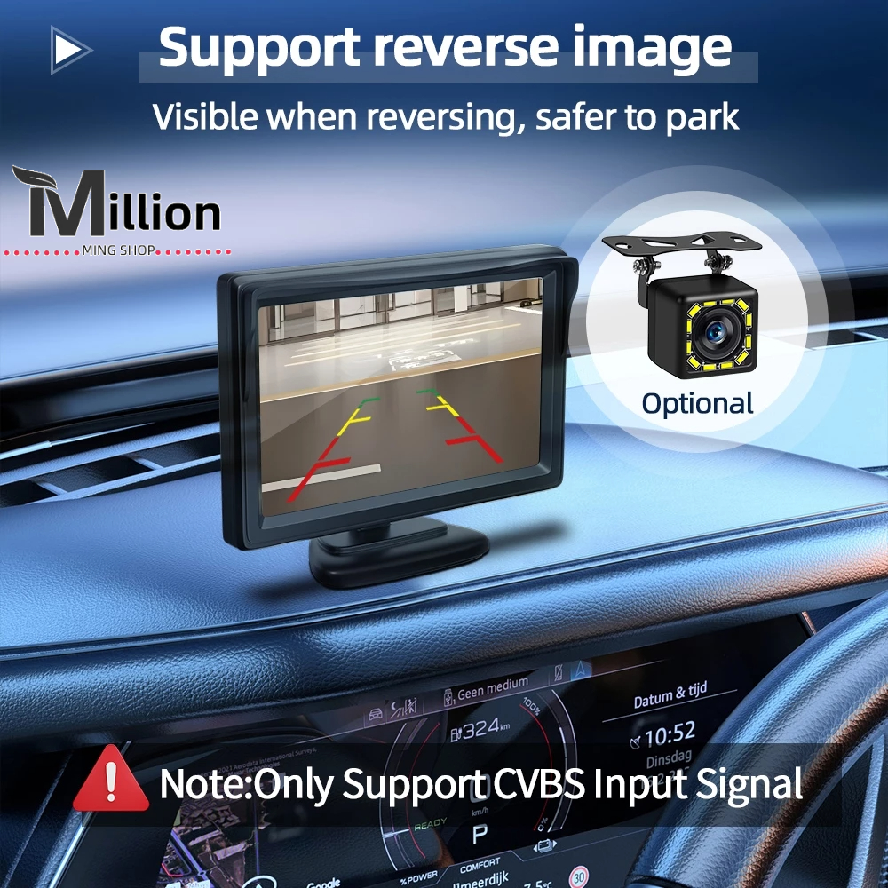 4.3/5 นิ้วรถย้อนกลับกล้องสํารองจอภาพ LCD Night Vision ย้อนกลับวิดีโอที่จอดรถระบบย้อนกลับพร้อมกระจกมองหลังรถบรรทุก High-Definition Digital Reversing Image