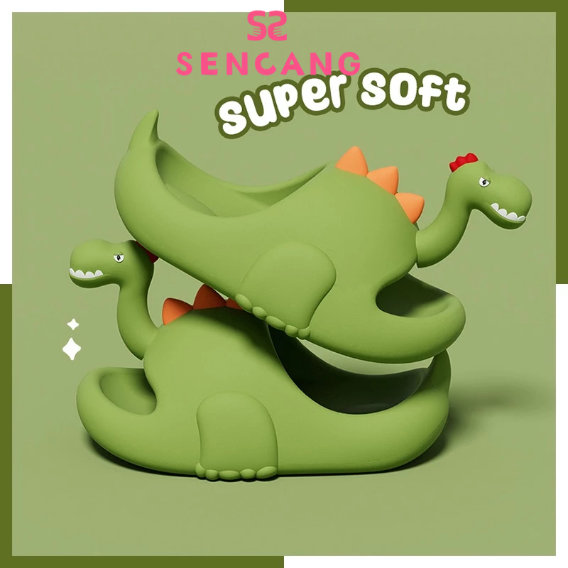 รองเท้าแตะ พื้นหนา กันลื่น พิมพ์ลายไดโนเสาร์ แฟชั่นฤดูร้อน สําหรับผู้หญิง