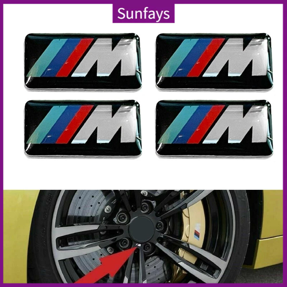 ✨Sunfays สติกเกอร์ล้อแม็ก 17 มม. x 9 มม. สําหรับ BMW M Tec Sport 5 ชิ้น