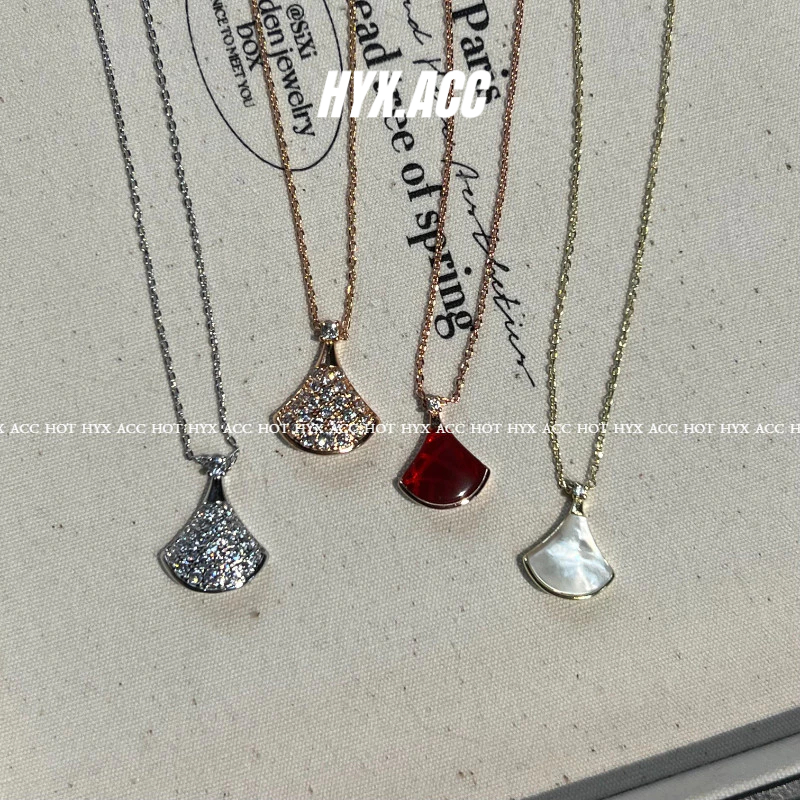 สร ้ อยคอผู ้ หญิงคลาสสิกหรูหราพัดลมรูปร ่ างสร ้ อยคอ Rose Gold สร ้ อยคอ
