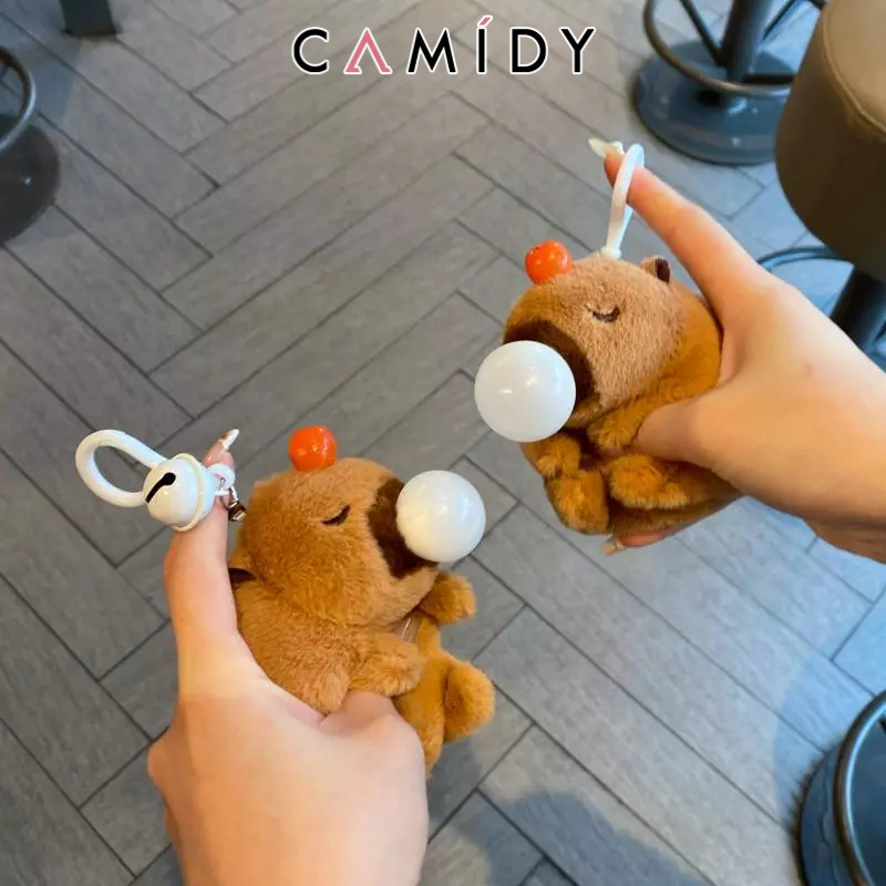 Camidy Squeaky Capybara จี ้ ตุ ๊ กตาตุ ๊ กตาน ้ ําลายฟองบีบของขวัญสนุกจี ้ ขนาดเล ็ กน ่ ารัก