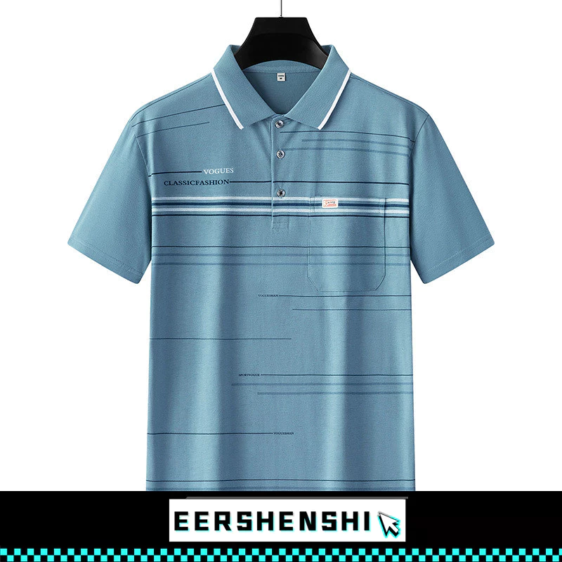 EERSHENSHI เสื ้ อโปโลผ ้ าดูดซับเหงื ่ อสบายหลวมคุณภาพเสื ้ อยืดพ ่ อวัยกลางคน