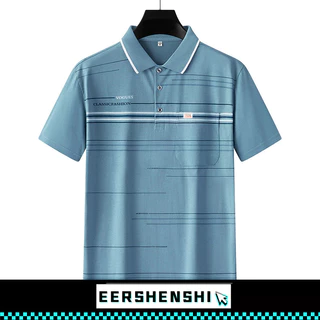 EERSHENSHI เสื ้ อโปโลผ ้ าดูดซับเหงื ่ อสบายหลวมคุณภาพเสื ้ อยืดพ ่ อวัยกลางคน