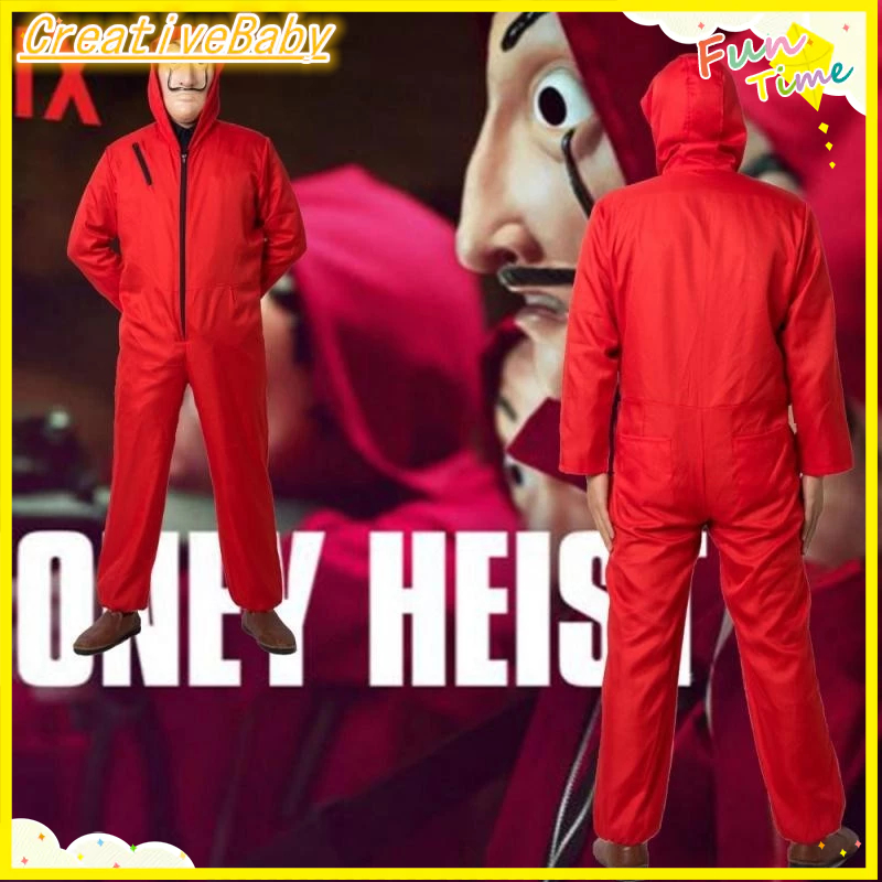 พร้อมส่ง!! ชุดนักโทษ/หน้ากากฟรี ทรชนคนปล้นโลก La casa de papel Dali mask jump suit dali money heist
