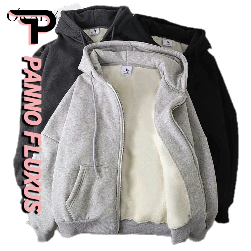 PannoFluxus เสื้อแจ็กเก็ตกันหนาวลําลอง มีฮู้ด ทรงหลวม แต่งซิป สไตล์เกาหลี สําหรับผู้ชาย และนักเรียน