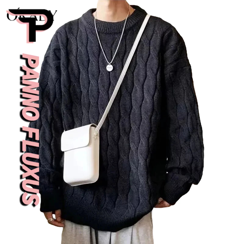 PannoFluxus เสื้อกันหนาว คอกลม ขนาดใหญ่ ดูไฮเอนด์ แฟชั่นฤดูใบไม้ร่วง และฤดูหนาว สําหรับผู้ชาย