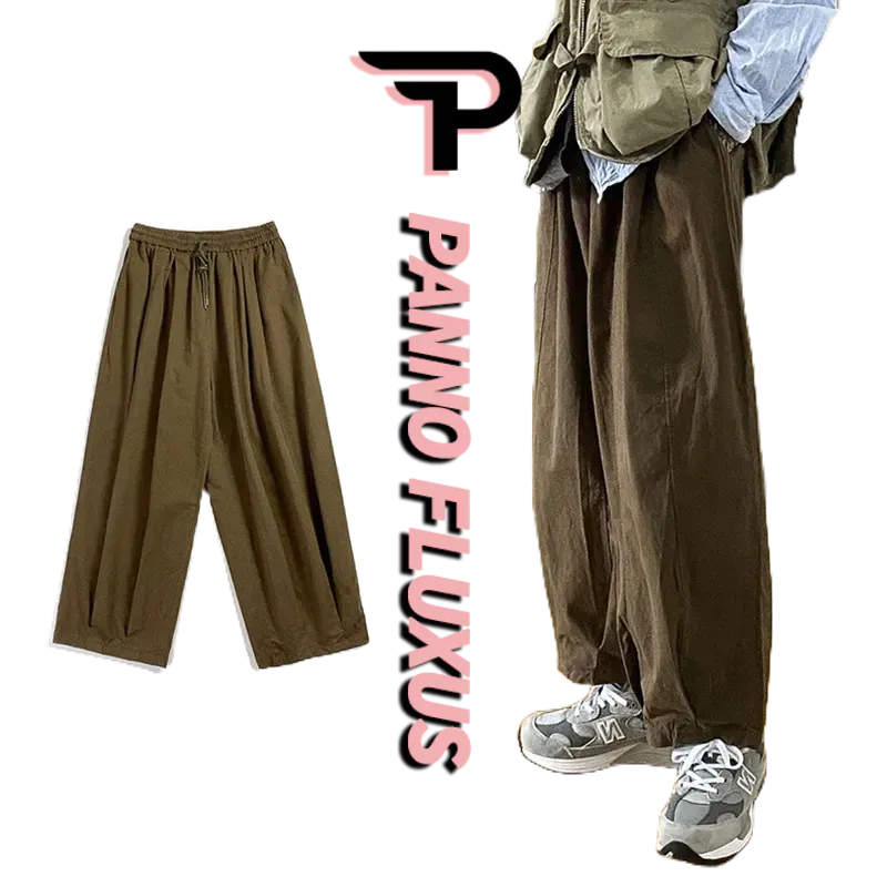 PannoFluxus กางเกงขายาวผู้ชายฤดูร้อนใหม่กางเกงลำลองสีทึบหลวมและทันสมัย