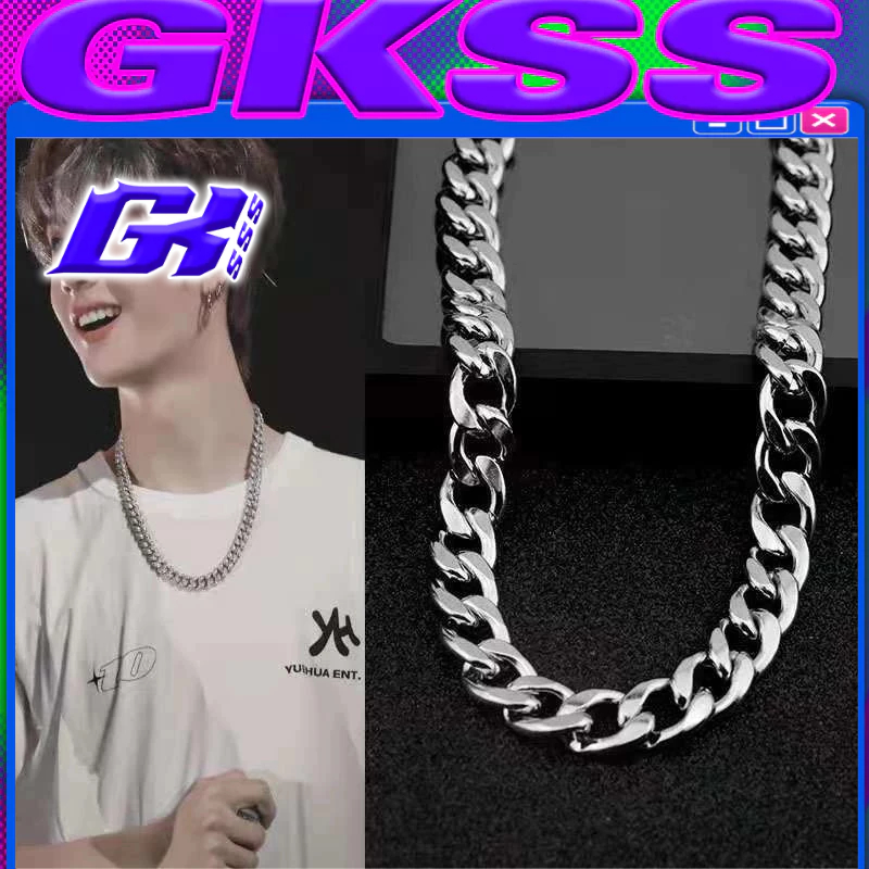 Gksss สร ้ อยคอ Cuban Link Chain ผู ้ ชายอินเทรนด ์ ไทเทเนียมเหล ็ กไม ่ มีการซีดจาง Hip Hop Chain