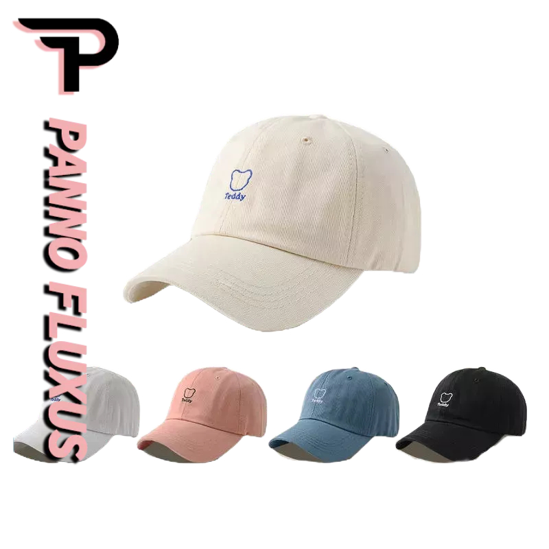 PannoFluxus หมวกเบสบอลชาย หมวกกันแดด ปักลายน่ารักสไตล์เกาหลีย้อนยุค