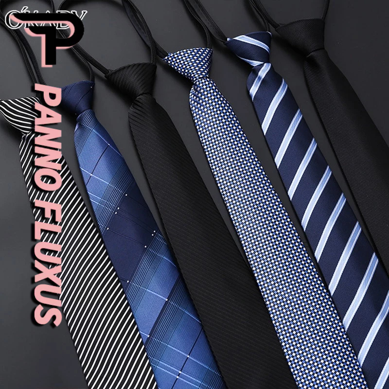 PannoFluxus ผู้ชายธุรกิจผูกซิปอย่างเป็นทางการเจ้าบ่าวแต่งงานลายเนคไทขี้เกียจเกาหลี