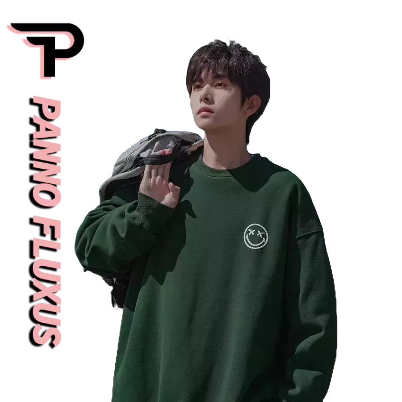 PannoFluxus เสื้อกันหนาวลําลอง แขนยาว คอกลม ทรงหลวม โอเวอร์ไซซ์ แฟชั่นฤดูใบไม้ร่วง สําหรับผู้ชาย