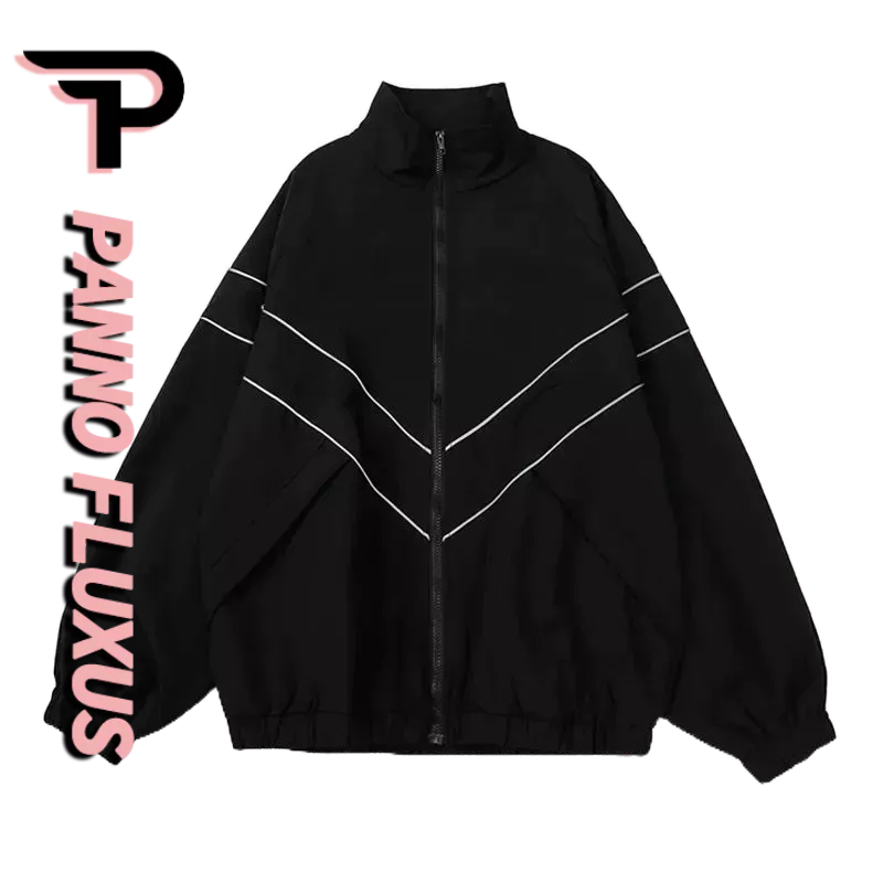 PannoFluxus เสื้อแจ็คเก็ตกีฬาแบบสบาย ๆ สไตล์อเมริกันเรโทร ชุดเบสบอลทรงหลวม