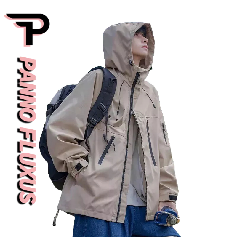 PannoFluxus เสื้อแจ็กเก็ตลําลอง มีฮู้ด สวมใส่สบาย เหมาะกับใส่ทํางานกลางแจ้ง สําหรับผู้ชาย