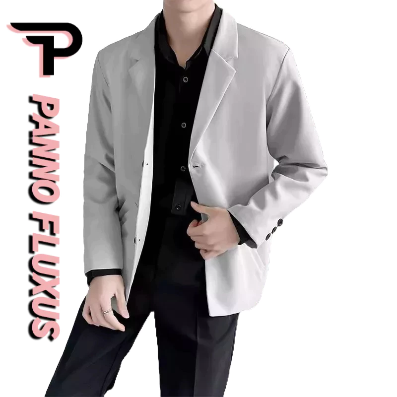 PannoFluxus เสื้อแจ็กเก็ตสูทลําลอง ไม่มีเหล็ก สไตล์อังกฤษ แฟชั่นฤดูใบไม้ร่วง สําหรับผู้ชาย