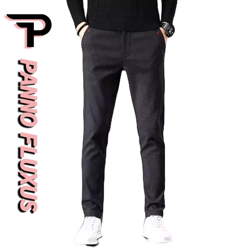 PannoFluxus ฤดูใบไม้ร่วงและฤดูหนาวใหม่ขัดเงากางเกงลำลองผู้ชายเวอร์ชั่นเกาหลีสลิมของกางเกงสูททรงตรงระดับไฮเอนด์