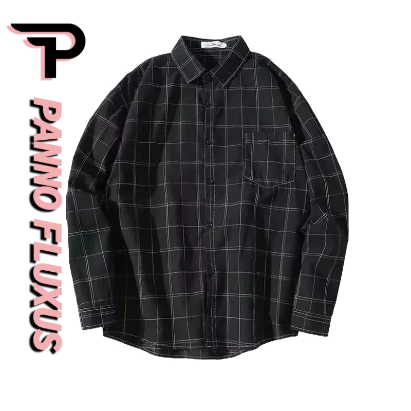 PannoFluxus ผู้ชายใหม่ Checkered แขนยาวเสื้อ ไม่เป็นทางการขนาดใหญ่ลายสก๊อตชุดธุรกิจแบบพอดีตัวเสื้อเชิ้ต