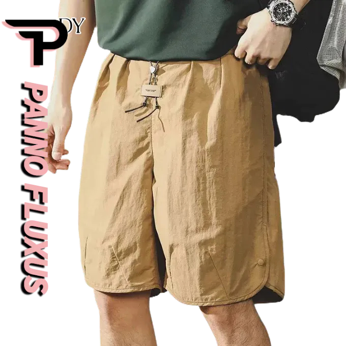 PannoFluxus กางเกงขาสั้นลําลอง ผ้าเรยอน แบบบาง ทรงหลวม คุณภาพสูง แฟชั่นฤดูร้อน สไตล์อเมริกัน สําหรับผู้ชาย