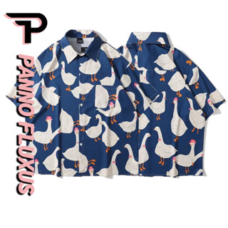 PannoFluxus เสื้อเชิ้ตแขนสั้นทรงหลวมย้อนยุคสำหรับผู้ชาย พิมพ…