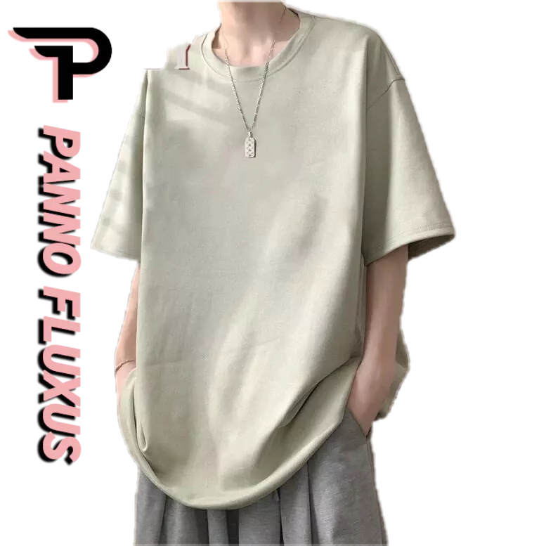 PannoFluxus เสื้อยืดผู้ชายแขนสั้นแฟชั่นและเป็นที่นิยมอเมริกันย้อนยุคหลวมสบายๆสีทึบหนังนิ่มฤดูร้อนคุณภาพสูงสไตล์เป็นกลางคอกลมแขนสั้น