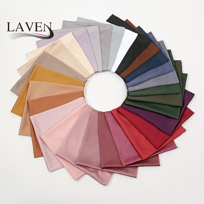 ลาเวน 110*110เซนติเมตรแข็งซาตินผ้าพันคอไหมผ้าพันคอมุสลิมสแควร์เคลือบซาตินฮิญาบเลียนแบบผ้าไหมผ้าคลุมไหล่