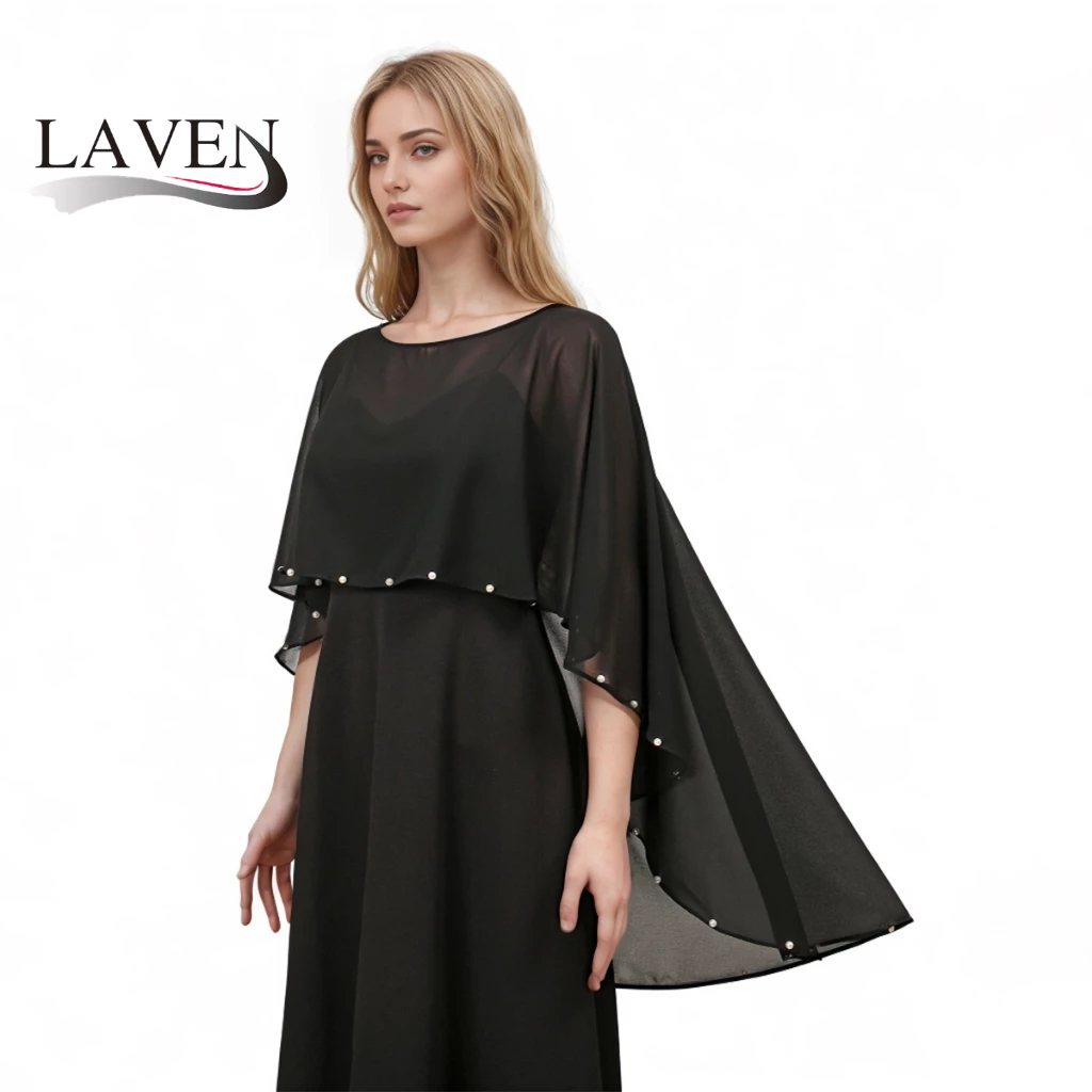 LAVEN Summer Thin Wide Pearl Chiffon Shawl Solid Color All Match Chiffon Scarf Sunscreen Women Pullover Wraps