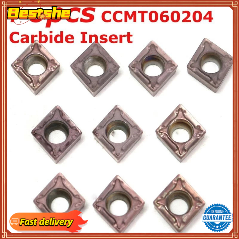 Bestshe- CCMT 10 ชิ้น060204 เม็ดมีดกลึงคาร์ไบด์ VP15TF CCMT0602 สําหรับเครื่องกลึง