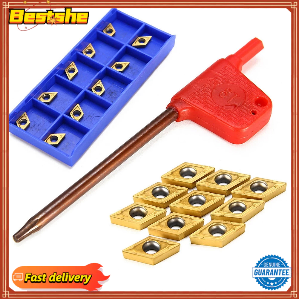 Bestshe- DCMT 10 ชิ้น070204 เม็ดมีดกลึงคาร์ไบด์ US735 DCMT21.51 สําหรับเครื่องกลึง