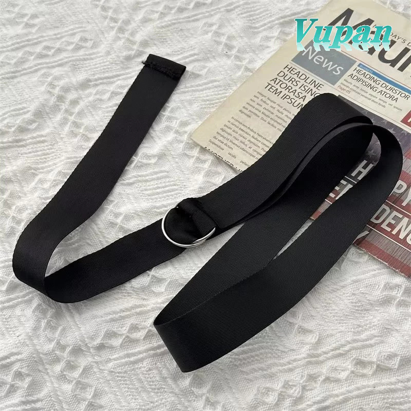 เข็มขัดปรับได้สีดําอเนกประสงค์สําหรับผู้ชายพร้อมหัวเข็มขัดทรงสี่เหลี่ยมเรียบง่าย