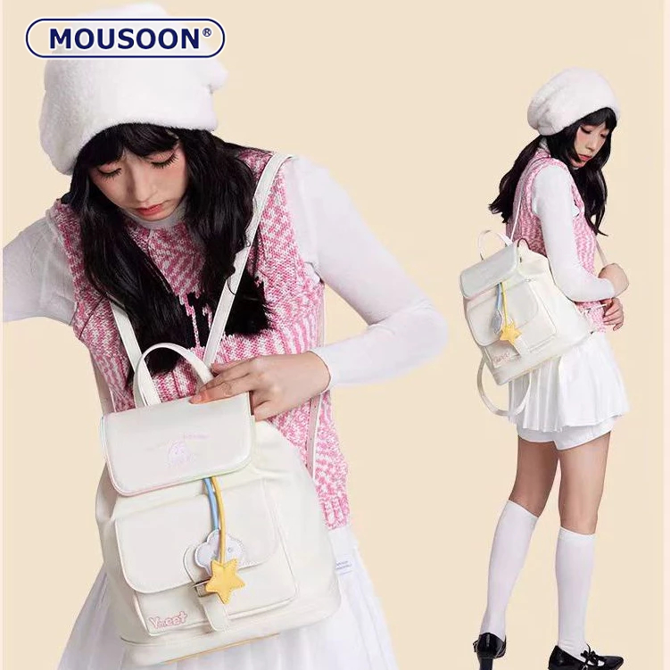 Mousoon กระเป๋าเป้ผู้หญิงน่ารัก dopamine Y2K niche เวอร์ชั่นเกาหลีอเนกประสงค์ Instagram Star student class ความจุขนาดใหญ่ กระเป๋าเป้ Su Feng ดั้งเดิมของญี่ปุ่น