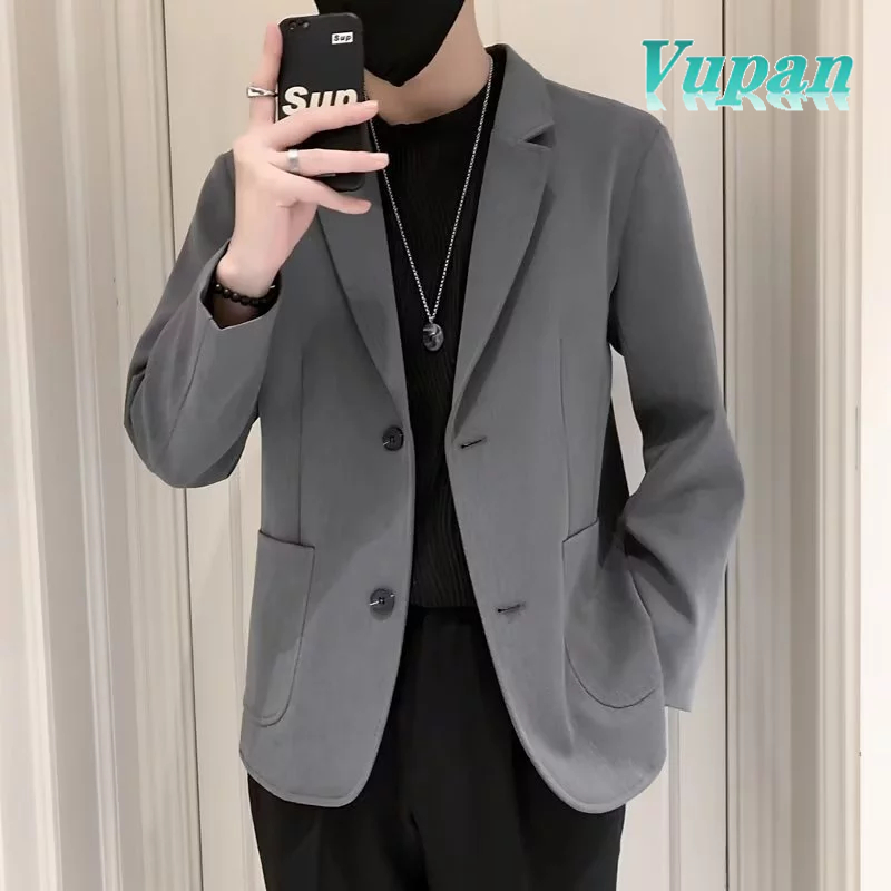 Vupan เสื้อแจ็กเก็ตสูทลําลอง สีพื้น สไตล์เกาหลี สําหรับผู้ชาย