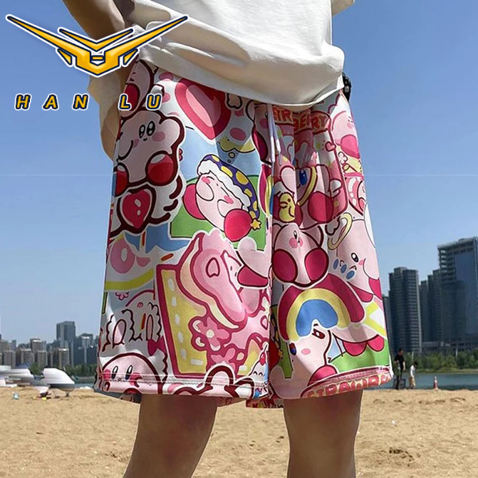 Hanlu กางเกงขาสั ้ นคู ่ สไตล ์ ชายหาดริมทะเลสไตล ์ Star Bica พิมพ ์ กางเกงหลวม