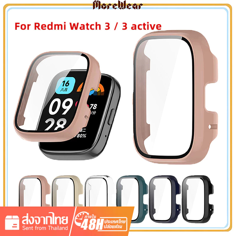 2 In 1 เคสแข็ง PC พร้อมกระจกนิรภัยกันรอยหน้าจอ คุณภาพสูง สําหรับ Redmi Watch 3 Active/Lite