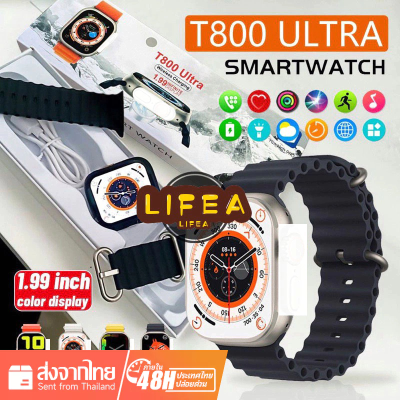 Smartwatch 8 ultra หน้าจอ HD 1.99 นิ้ว T800 ultra 2024 เชื่อมต่อบลูทูธ สําหรับโทรศัพท์ IOS Andriod