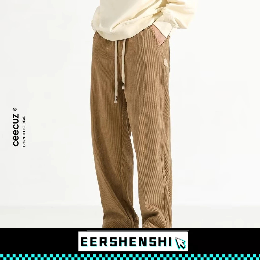 EERSHENSHI กางเกงขายาวทรงตรงอินเทรนด์ลำลองสำหรับบุรุษและอเนกประสงค์สไตล์เกาหลีสำหรับบุรุษและสตรี