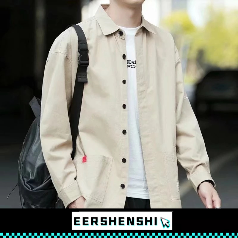 EERSHENSHI เสื้อเชิ้ตผู้ชายใหม่อินเทรนด์แขนยาว ชุดทํางาน เสื้อลําลอง ปู่ หล่อเสื้อ