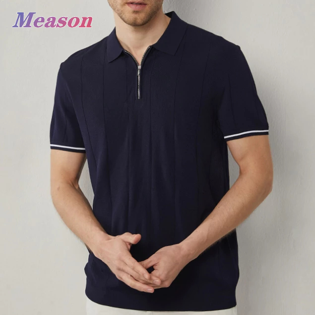 Meason cool Polo™ เสื้อโปโลยับยั้งกลิ่นเหงื่อ ผ้าถักยืดหยุ่น 2 สี [ซิปครึ่งตัวเสื้อโปโล] A152