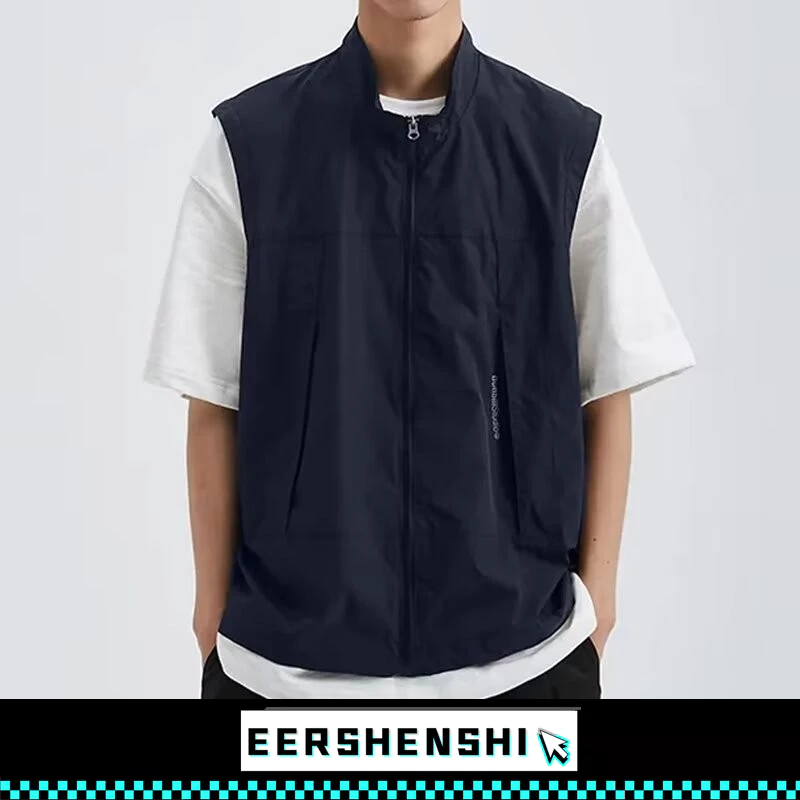 EERSHENSHI ญี่ปุ่น Retro Casual Slim Fit ธุรกิจลมกลางผู้สูงอายุเสื้อกั๊ก