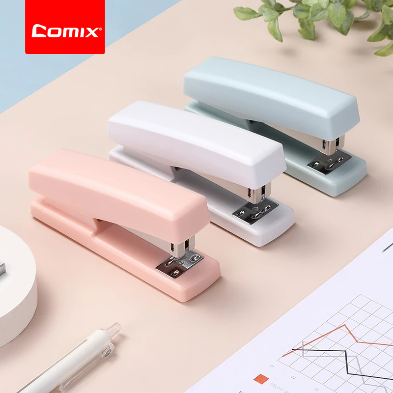 Comix เครื่องเย็บกระดาษ ทนทาน เย็บได้ถึง 20 แผ่น ใช้ง่าย สีสดใสเหมาะทุกงานสำนักงาน (เล็บ: 24/6)