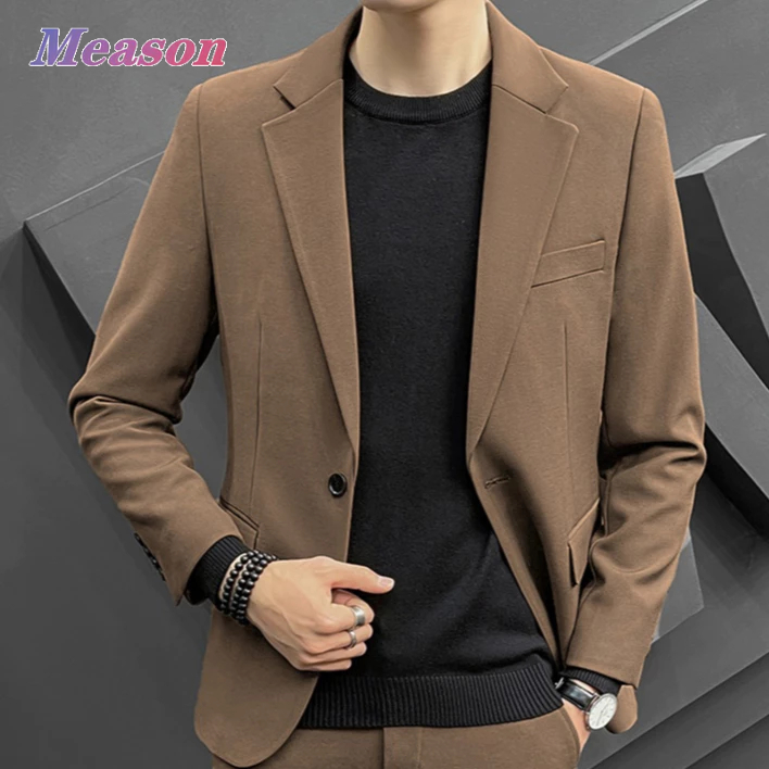 Meason สูท blazer ผู้ชาย ชุดกระดุมเดี่ยว สูทเจ้าบ่าว M-3XL A23