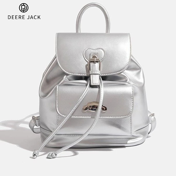 Deere Jack กระเป๋าเป้ผู้หญิง dopamine น่ารักใหม่ กระเป๋านักเรียนนักเรียนความจุขนาดใหญ่